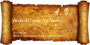Andrássy Vilmos névjegykártya